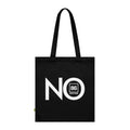 Black fabric tote bag with long handles and white text reading NO and 86 EVERYTHING inside a square.