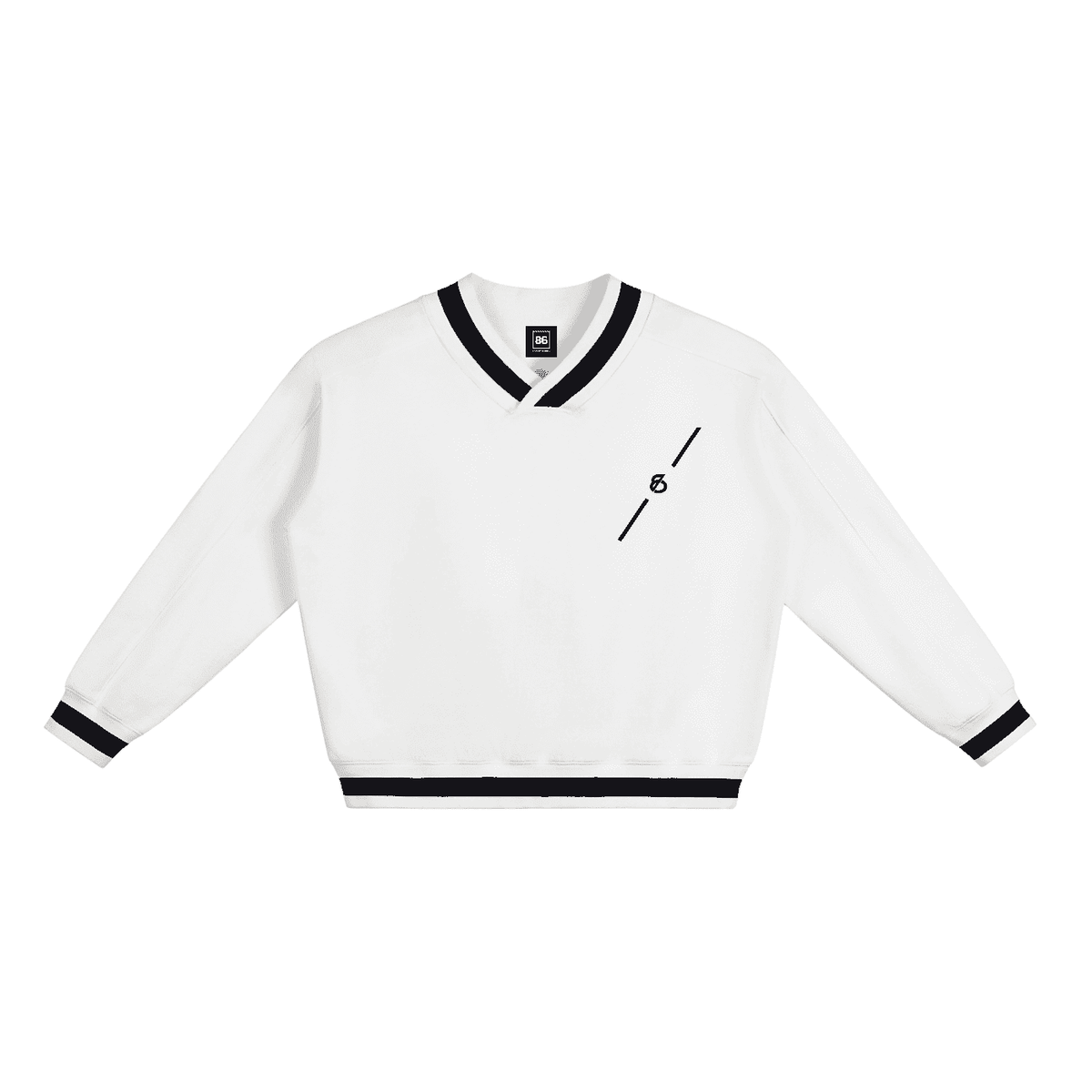 Black Label - V-Neck Contrast Collar Boxy Sweatshirt - 86