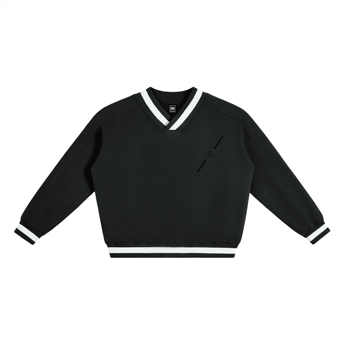 Black Label - V-Neck Contrast Collar Boxy Sweatshirt - 86
