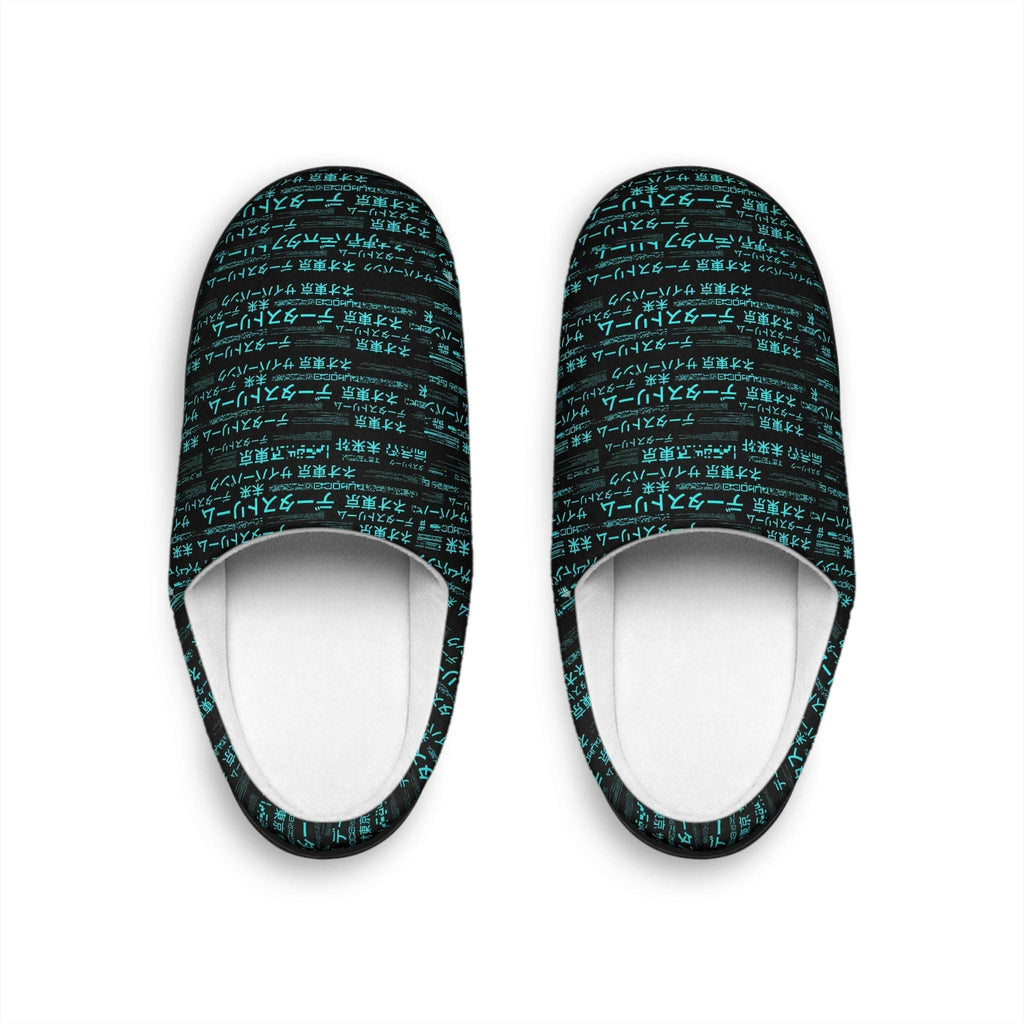 86 EVERYTHING | Neo Tokyo "Data Glitch" Slippers - Women's Slippers by Printify
