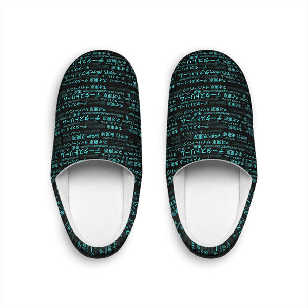 86 EVERYTHING | Neo Tokyo "Data Glitch" Slippers - Women's Slippers by Printify