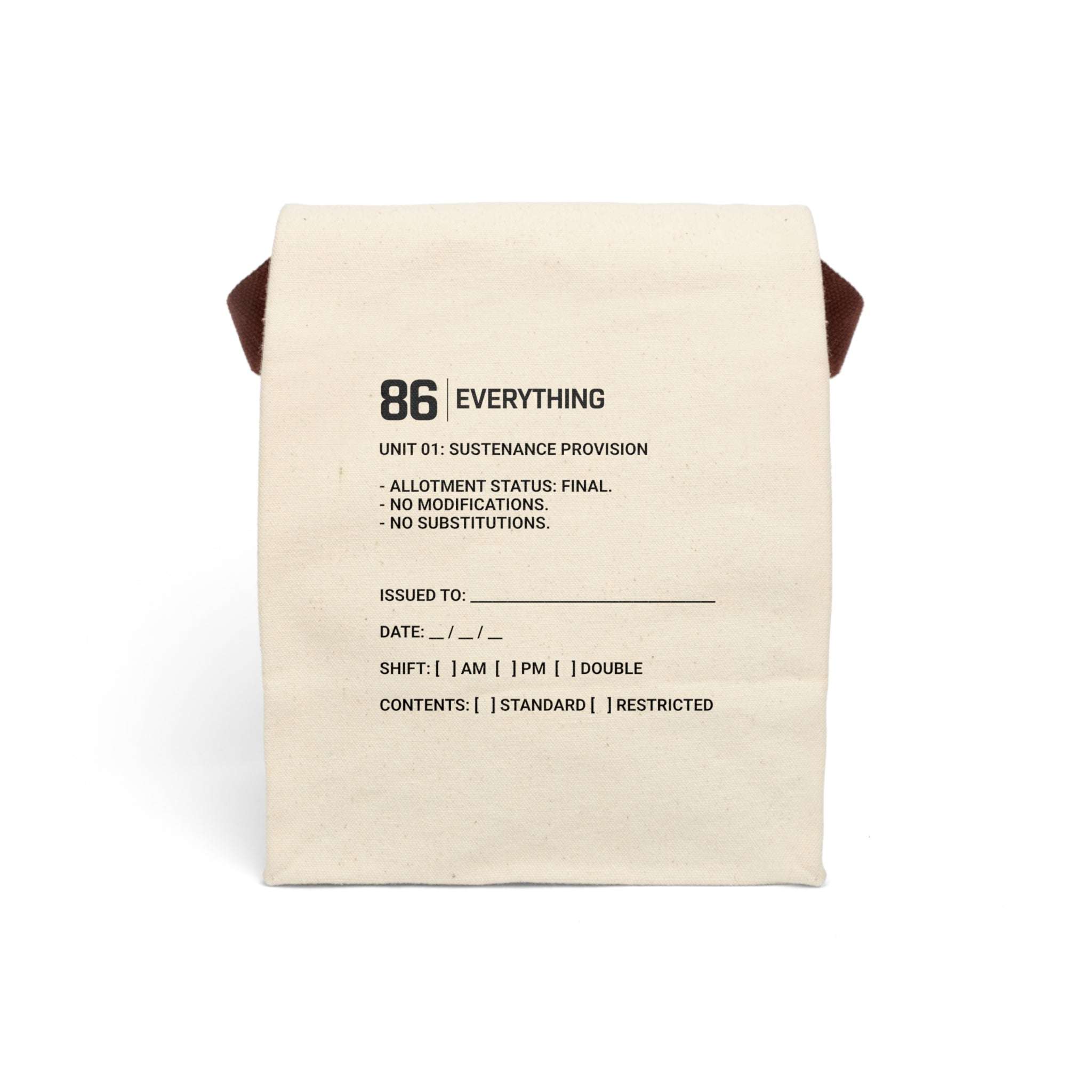 86 EVERYTHING | SHIFT MEAL PROVISION BAG - Lunch Bag by Printify