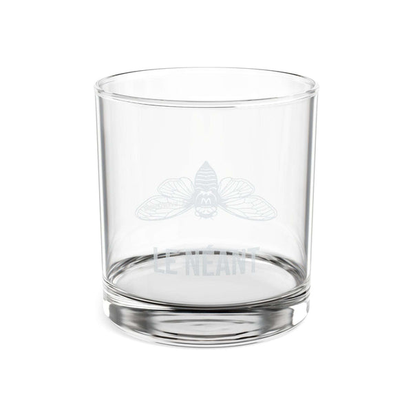 One clear glass whiskey glass with a moth illustration and LE NÉANT printed on the side.