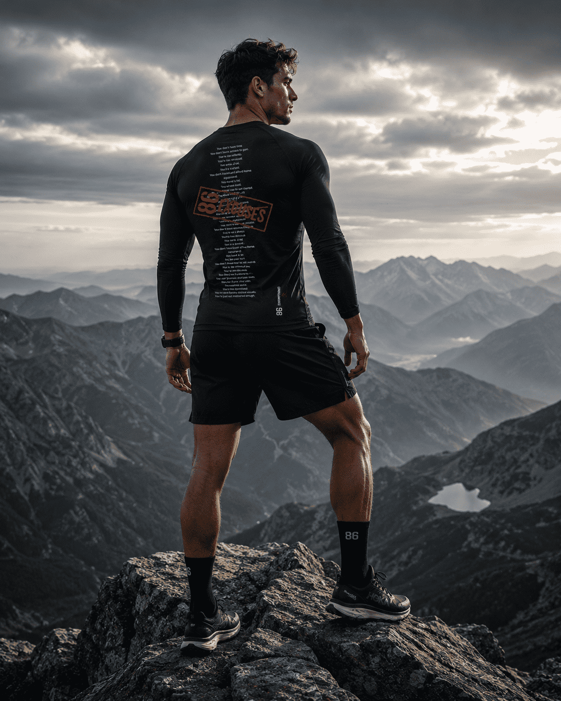 THE 86 EXCUSES - Performance Long Sleeve Athletic Shirt by ODMPOD Athleticwear Activewear Tops